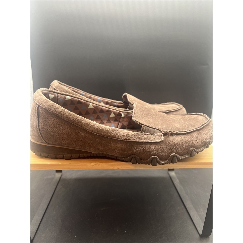 Skechers Womens Moccasins Brown Suede Relaxed Fit Memory Foam Air Cool Size 8.5